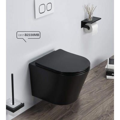 PATE bathroom wall hung toilet bowl CE rimless matt black wall mounting toilet pan