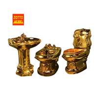 Hot sale sanitary ware luxury ceramic sets bathroom gold color complete golden toilet set