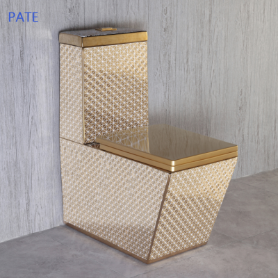 PATE bathroom floor mounted arabic toilet wc ceramic floor standing one piece luxury gold toilet