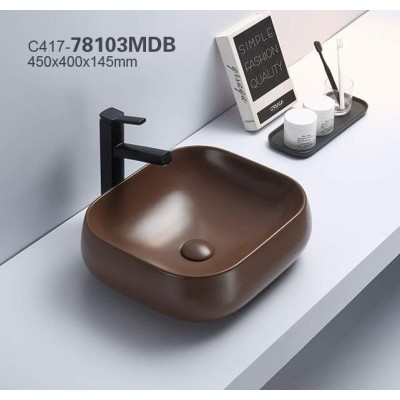 PATE 7070ZGMB ceramic art wash basin sanitary ware for bathroom turkey matte chocolate brown wash face basin