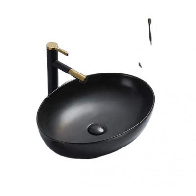 PATE 78166MB ceramic sanitary ware no tap faucet basin New  Matte black table top dining room no hole bathroom wash basin