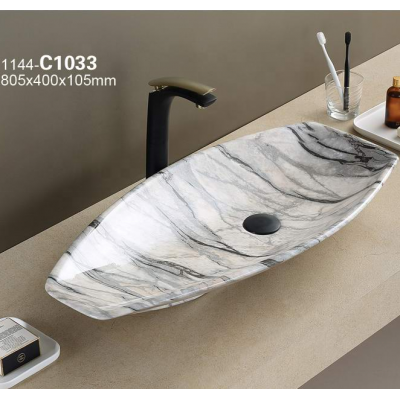 PATE golden ceramic basin manufacturer round art basin above counter basin marble stone bathroom sink